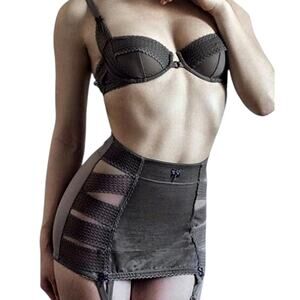 Niki Sheer Mesh Bow Sexy Lingerie Bra - Olive Green, Size 36A